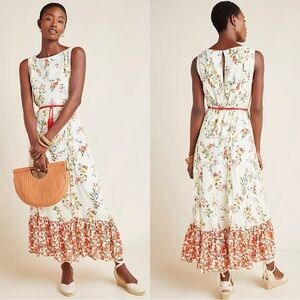 Farm Rio Anthropologie Jemima Floral Maxi Dress Boho Cottagecore Flowy Small